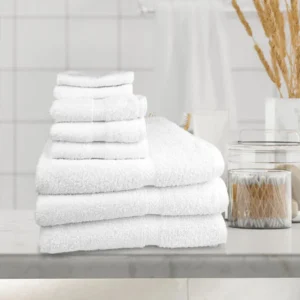 Bath Sheet – White Oxford Gold Dobby Towel