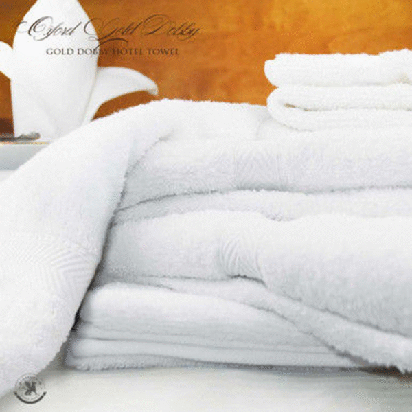 Bath Sheet – White Oxford Gold Dobby Towel in USA