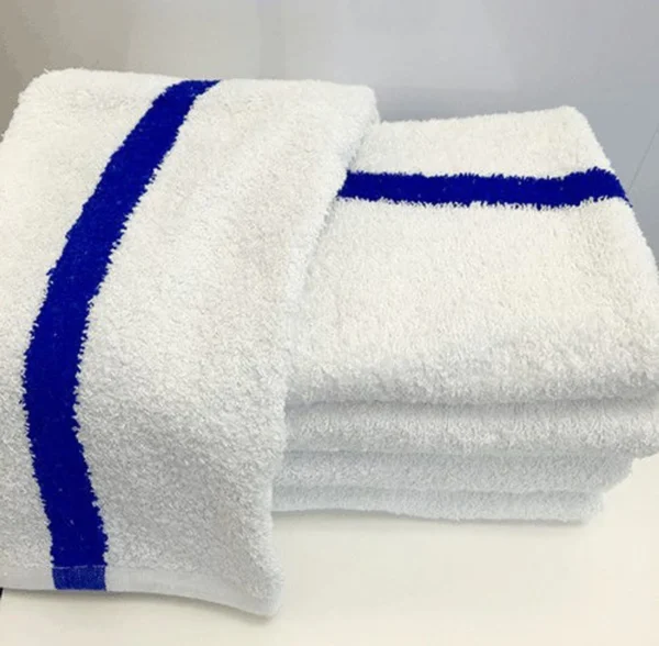 Bath Towel – Blue Center Stripe Pool Towel (1Concier)