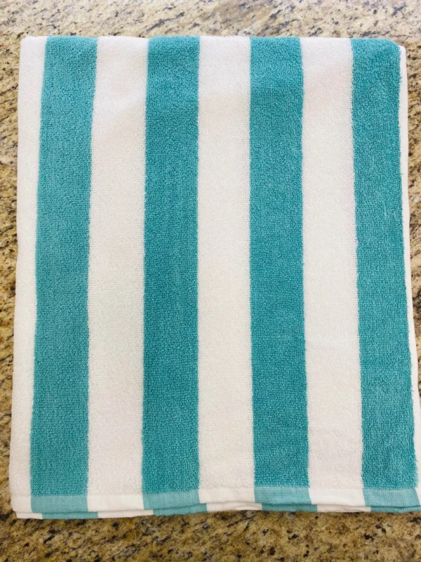 Oxford Cabana Pool Towel Light Green Line