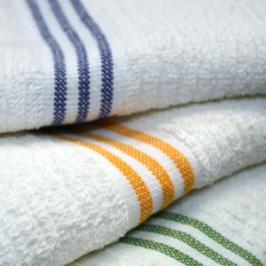 Oxford Three Stripe White Ribbed Pool Towels