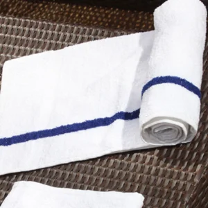 White and Blue Centre Stripe Pool Towel
